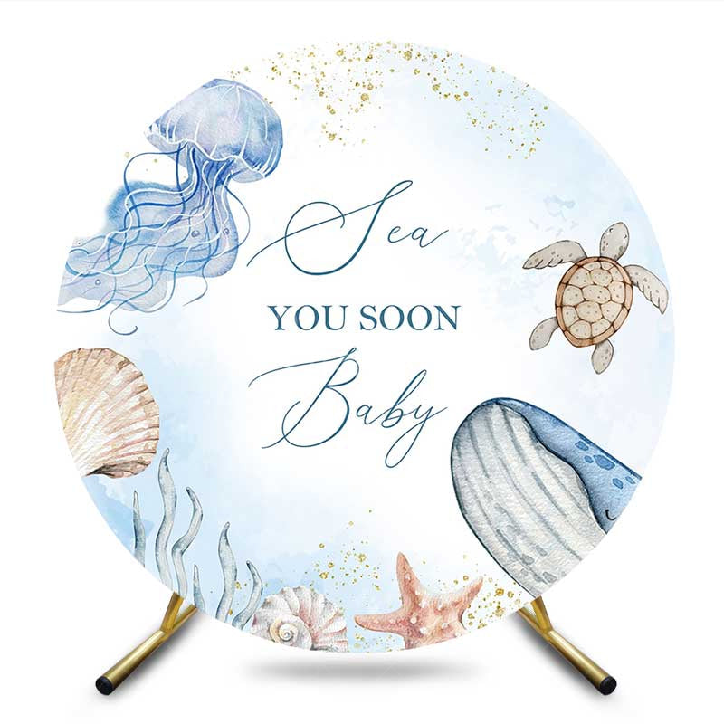 Aperturee Aperturee Undersea Animals Sea You Soon Baby Round Backdrop