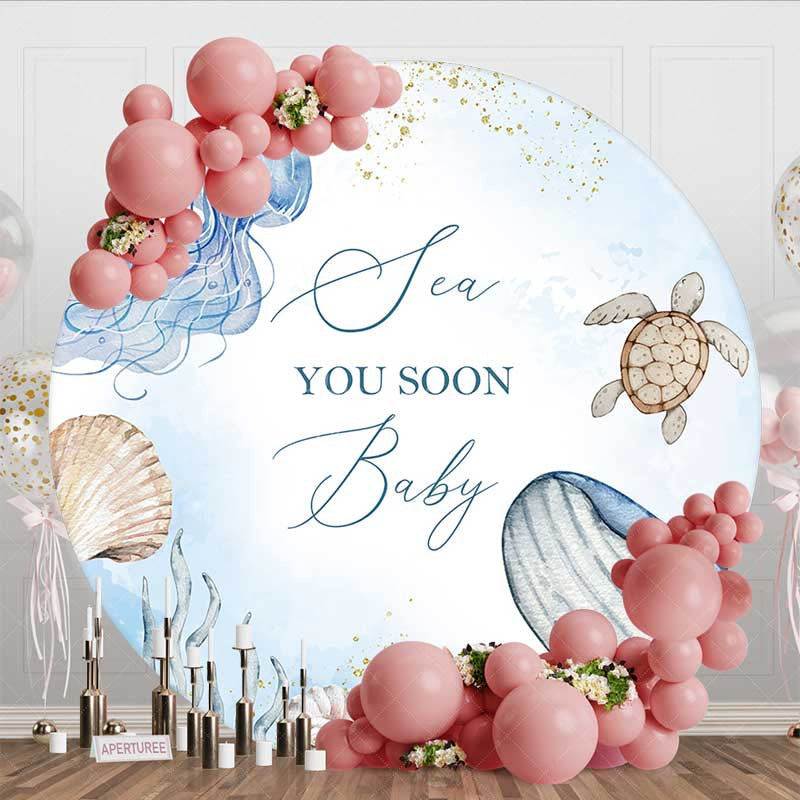Aperturee Aperturee Undersea Animals Sea You Soon Baby Round Backdrop