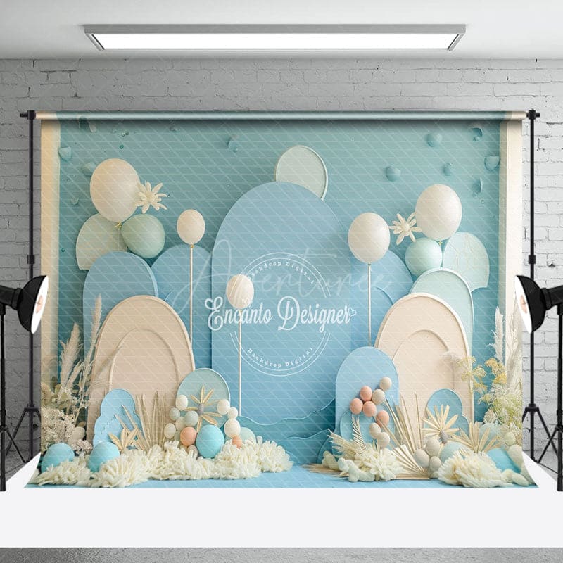 Aperturee - Aperturee Undersea Blue Arch Cake Smash Combo Set Backdrop