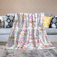 Aperturee - Aperturee Undersea Colorful Animals Plants Custom Name Blanket
