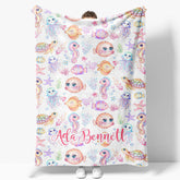 Aperturee - Aperturee Undersea Colorful Animals Plants Custom Name Blanket