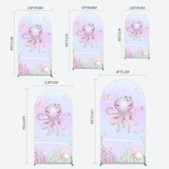 Aperturee - Aperturee Undersea Cute Purple Octopus Birthday Arch Backdrop