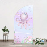 Aperturee - Aperturee Undersea Cute Purple Octopus Birthday Half Moon Arch Backdrop