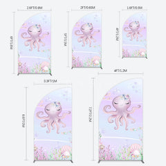 Aperturee - Aperturee Undersea Cute Purple Octopus Birthday Half Moon Arch Backdrop