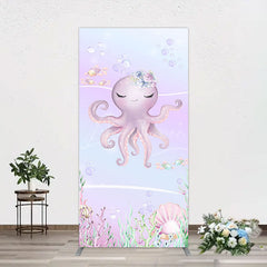 Aperturee - Aperturee Undersea Cute Purple Octopus Birthday Rectangle Backdrop