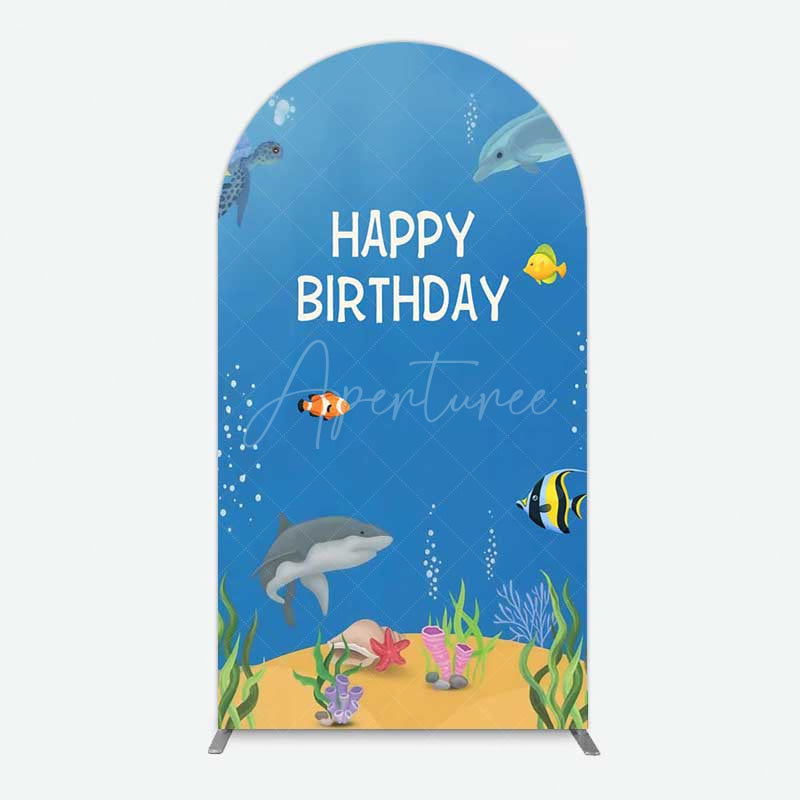 Aperturee Aperturee Undersea Shark Clownfish Birthday Arch Backdrop