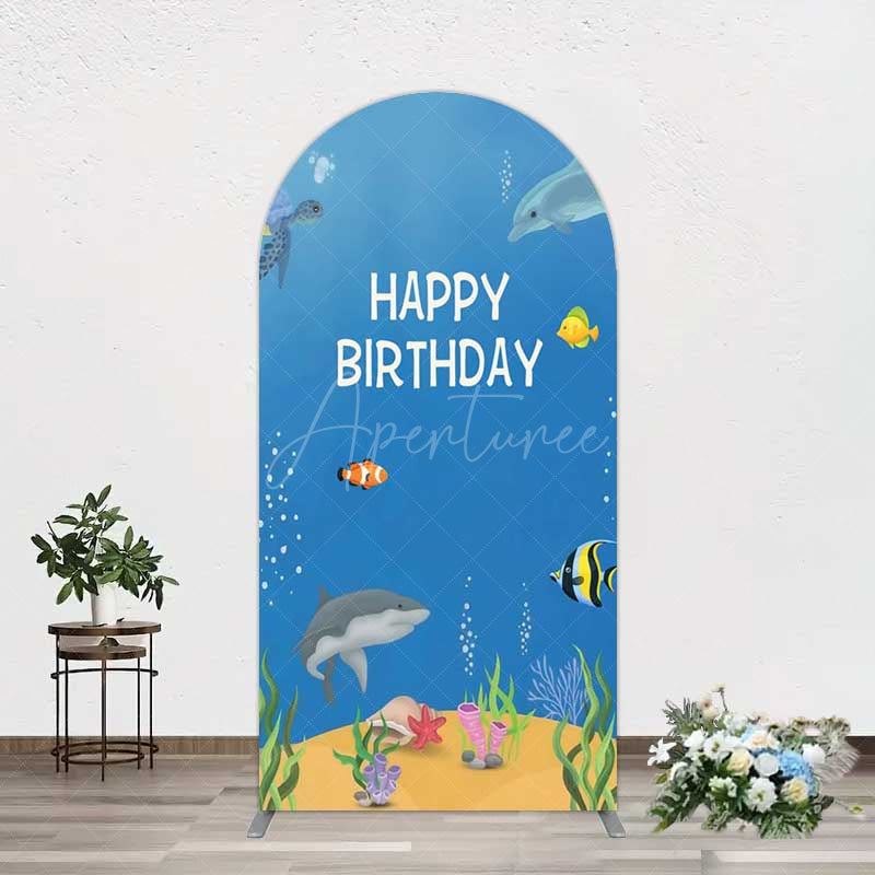 Aperturee Aperturee Undersea Shark Clownfish Birthday Arch Backdrop