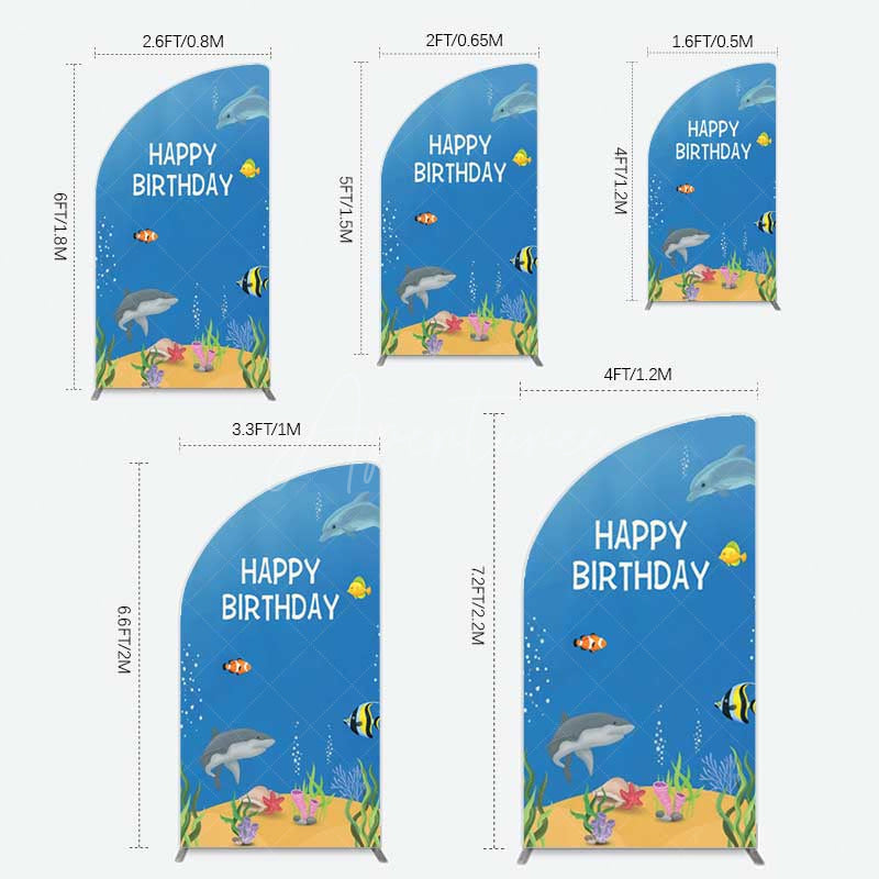 Aperturee Aperturee Undersea Shark Clownfish Birthday Half Moon Arch Backdrop