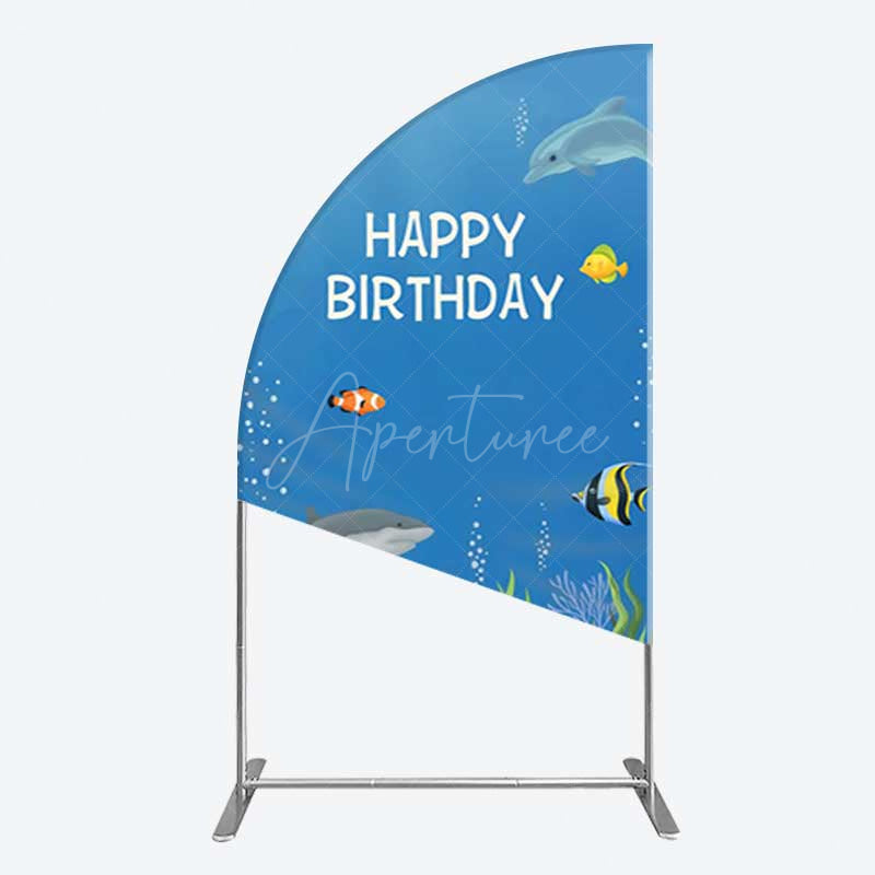 Aperturee Aperturee Undersea Shark Clownfish Birthday Half Moon Arch Backdrop