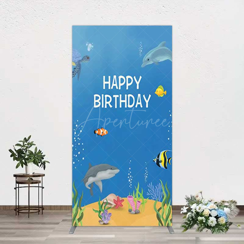 Aperturee Aperturee Undersea Shark Clownfish Birthday Rectangle Backdrop