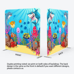 Aperturee - Aperturee Undersea World Animals Birthday Pillow Case Backdrop