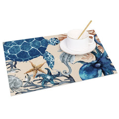 Aperturee - Aperturee Underwater Animal World Summer Set of 4 Placemats