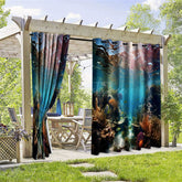 Aperturee - Aperturee Underwater Coral Waterproof Printed Outdoor Curtains