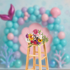 Aperturee - Aperturee Underwater Pastel Mermaid Shell Cake Smash Backdrop