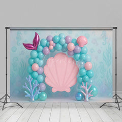 Aperturee - Aperturee Underwater Pastel Mermaid Shell Cake Smash Backdrop