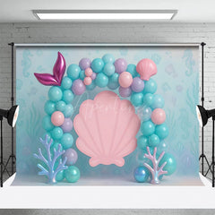 Aperturee - Aperturee Underwater Pastel Mermaid Shell Cake Smash Backdrop