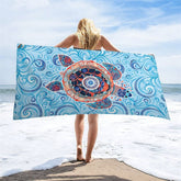Aperturee - Aperturee Underwater Sea Turtle Animal Custom Name Beach Towel