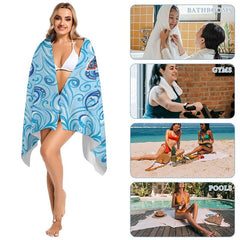 Aperturee - Aperturee Underwater Sea Turtle Animal Custom Name Beach Towel