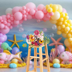 Aperturee - Aperturee Underwater World Balloon Arch Cake Smash Backdrop