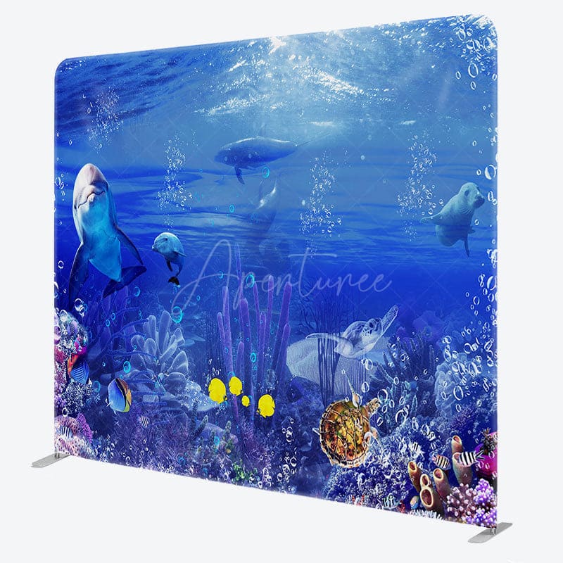 Aperturee - Aperturee Underwater World Coral Fish Square Tension Backdrop
