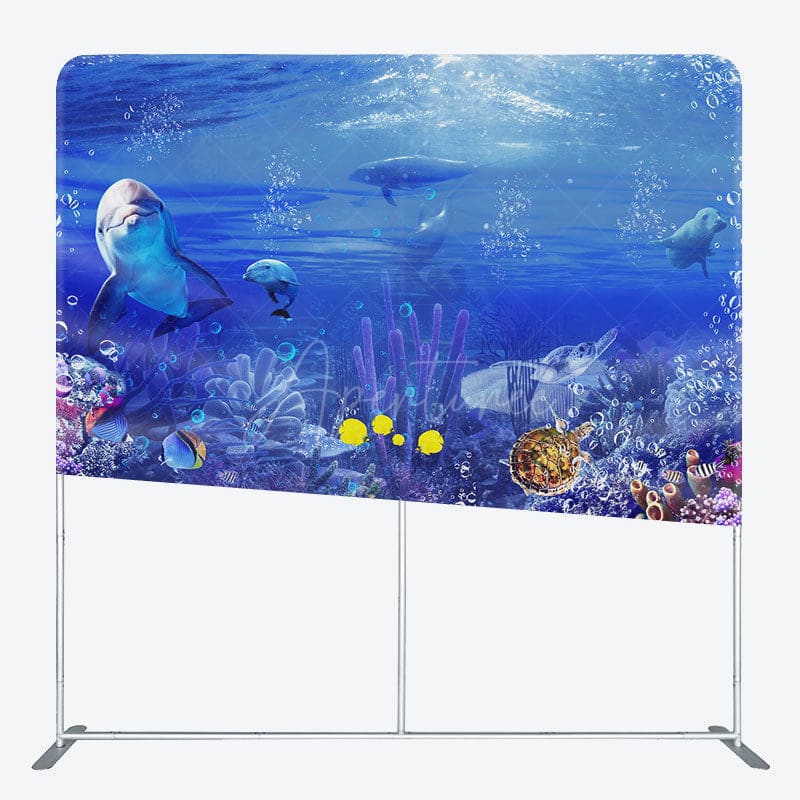 Aperturee - Aperturee Underwater World Coral Fish Square Tension Backdrop