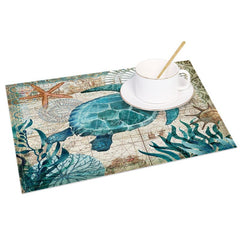 Aperturee - Aperturee Underwater World Turtle Summer Set of 4 Placemats