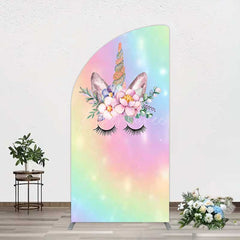 Aperturee Aperturee Unicorn Rainbow Girls Birthday Half Moon Arch Backdrop