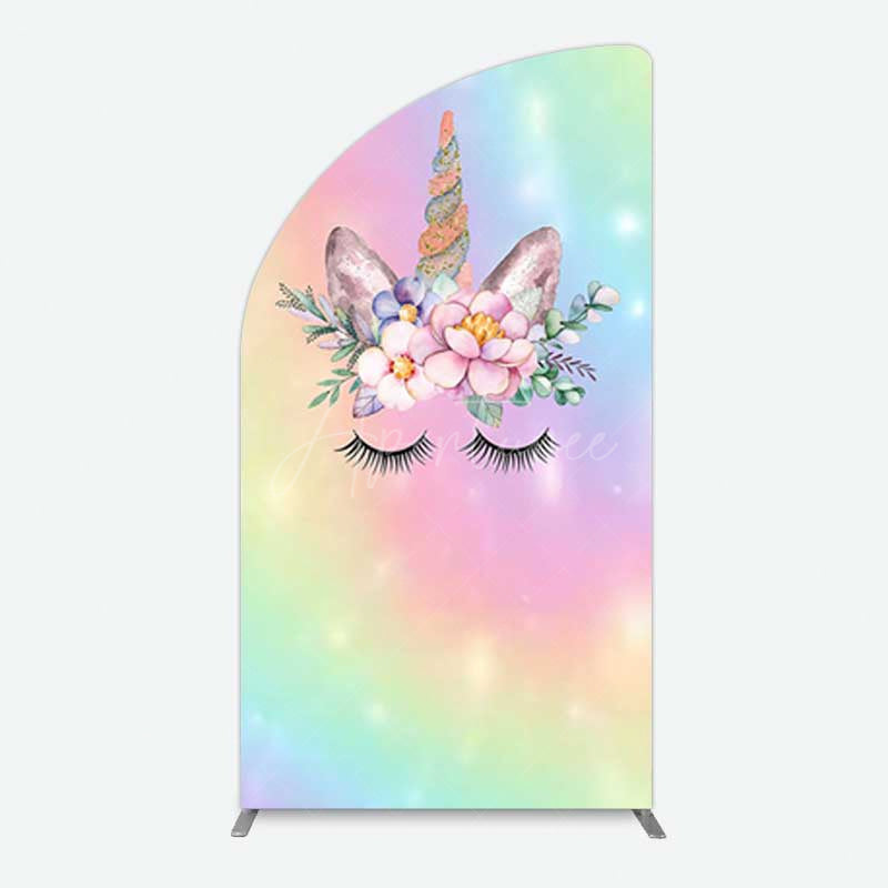 Aperturee Aperturee Unicorn Rainbow Girls Birthday Half Moon Arch Backdrop