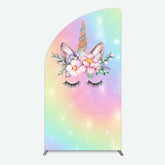 Aperturee Aperturee Unicorn Rainbow Girls Birthday Half Moon Arch Backdrop