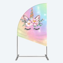 Aperturee Aperturee Unicorn Rainbow Girls Birthday Half Moon Arch Backdrop