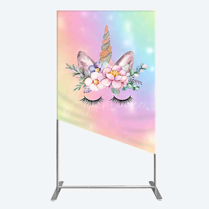Aperturee Aperturee Unicorn Rainbow Girls Birthday Rectangle Backdrop