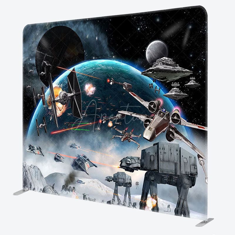 Aperturee - Aperturee Universe Alien Wars Fabric Backdrop Cover for Birthday