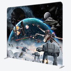 Aperturee - Aperturee Universe Alien Wars Fabric Backdrop Cover for Birthday