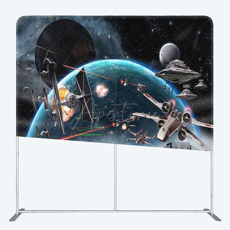Aperturee - Aperturee Universe Alien Wars Fabric Backdrop Cover for Birthday