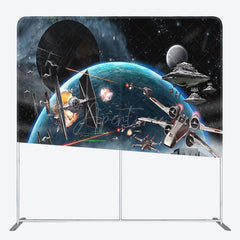 Aperturee - Aperturee Universe Alien Wars Fabric Backdrop Cover for Birthday