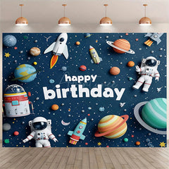Aperturee - Aperturee Universe Galaxy Rocket Birthday Backdrop Outer Space Adventure for Boy Planet and Star Themed Party Decoration