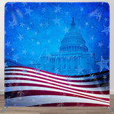 Aperturee - Aperturee Us Flag With White House Square Tension Backdrop