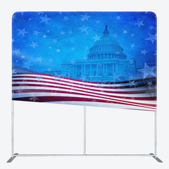 Aperturee - Aperturee Us Flag With White House Square Tension Backdrop