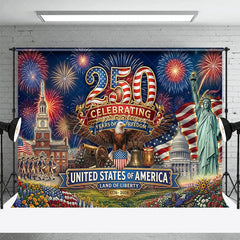 Aperturee - Aperturee USA 250th Anniversary Backdrop Statue of Liberty and Eagle Independence Day Background
