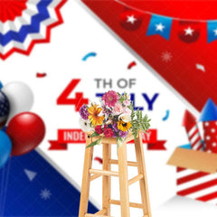 Aperturee - Aperturee Usa Flag Balloons Rocket Independence Day Backdrop