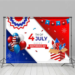 Aperturee - Aperturee Usa Flag Balloons Rocket Independence Day Backdrop