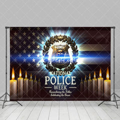 Aperturee - Aperturee Usa Flag Candle Happy National Police Week Backdrop