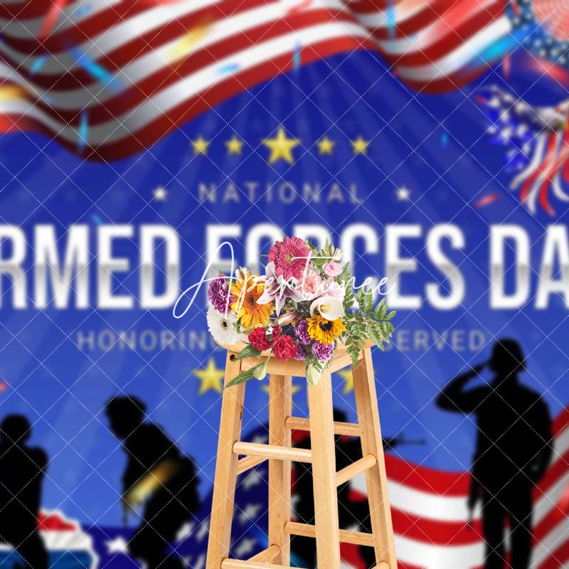 Aperturee - Aperturee Usa Flag Cheers National Armed Forces Day Backdrop