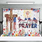 Aperturee - Aperturee Usa Flag Cross Floral National Prayer Day Backdrop