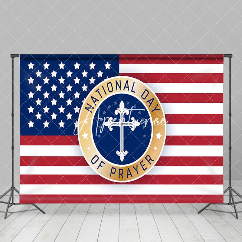 Aperturee - Aperturee Usa Flag Cross Star National Day Of Prayer Backdrop