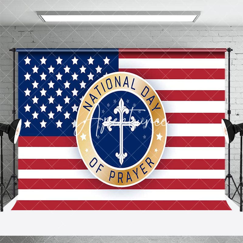 Aperturee - Aperturee Usa Flag Cross Star National Day Of Prayer Backdrop