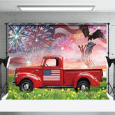 Aperturee - Aperturee Usa Flag Eagle Red Truck Independence Day Backdrop