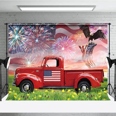 Aperturee - Aperturee Usa Flag Eagle Red Truck Independence Day Backdrop