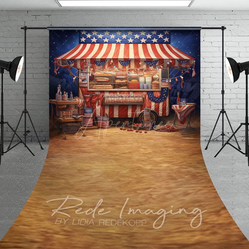 Aperturee - Aperturee Usa Flag Food Truck Independence Day Sweep Backdrop