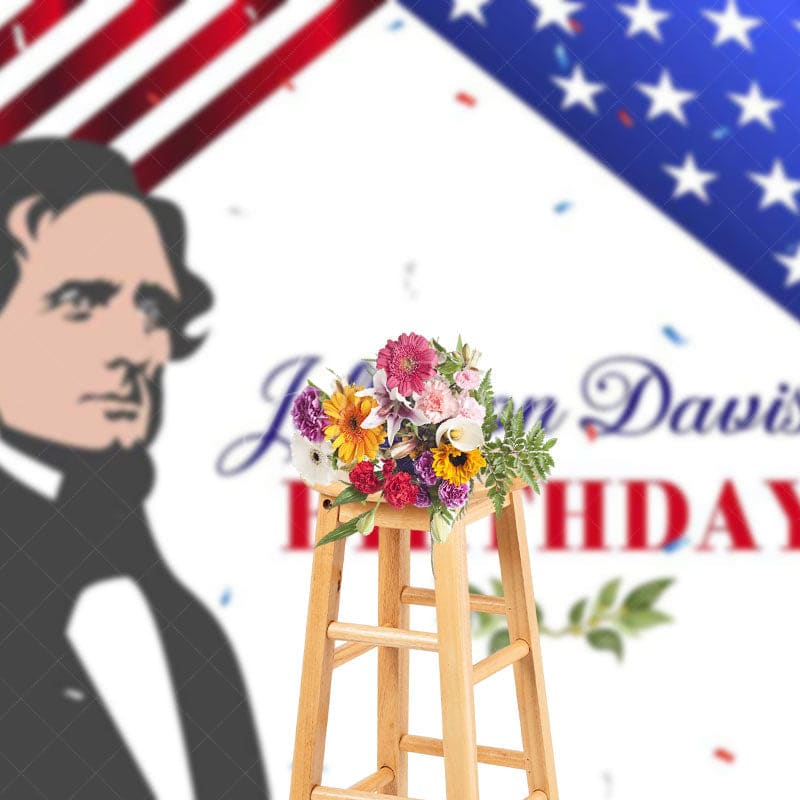 Aperturee - Aperturee Usa Flag Jefferson Davis Birthday Memorial Backdrop